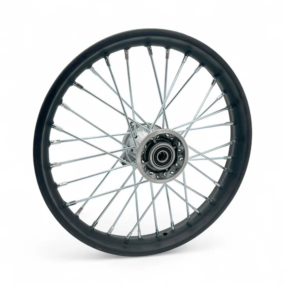 Predný ráfik na pitbike 14" (1.40-14), os 15 mm, strieborný stred