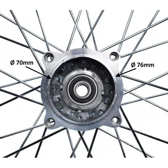 Predný ráfik na pitbike 14" (1.40-14), os 15 mm, strieborný stred