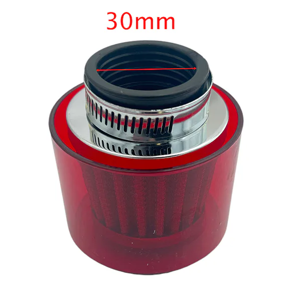 Športový vzduchový filter 30 mm s krytom - červená
