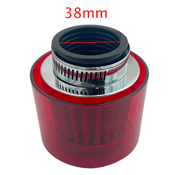 Športový vzduchový filter 38 mm s krytom - červená