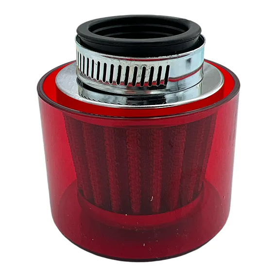 Sportovní vzduchový filtr 38mm s krytem - červená